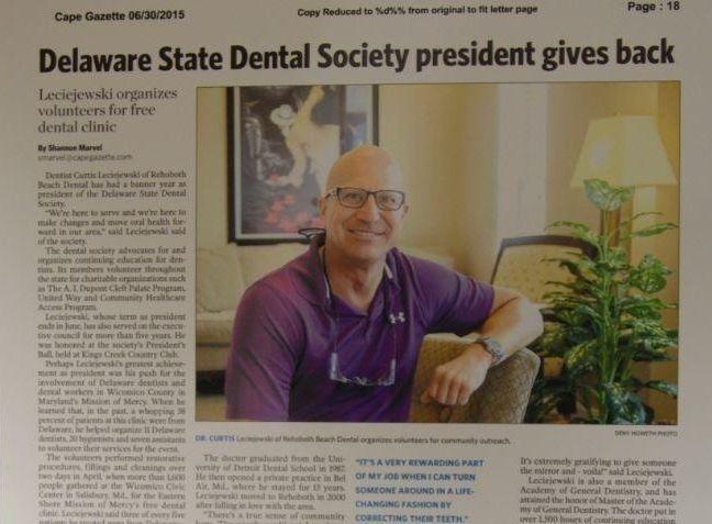 Article about Dr Leciejewski at rehoboth beach dental