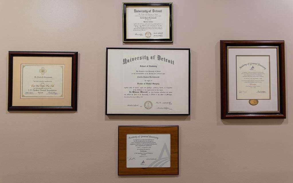 Wall of degrees and credentials