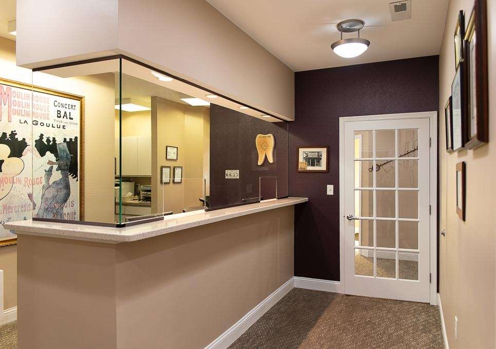 Front desk and entrance to the dental exam room